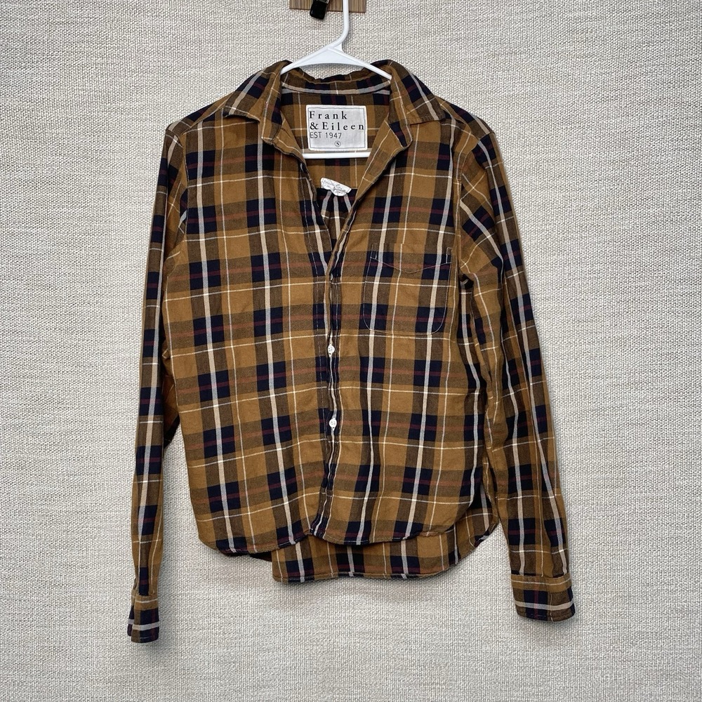 Frank Eileen Silvio Shirt XS Flannel Brown Plaid Relaxed Rustic Cabin Preppy